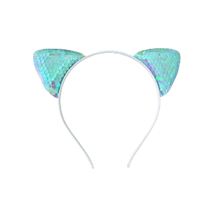 Serre tête Bleu Oreille de Chat sequin à reflet