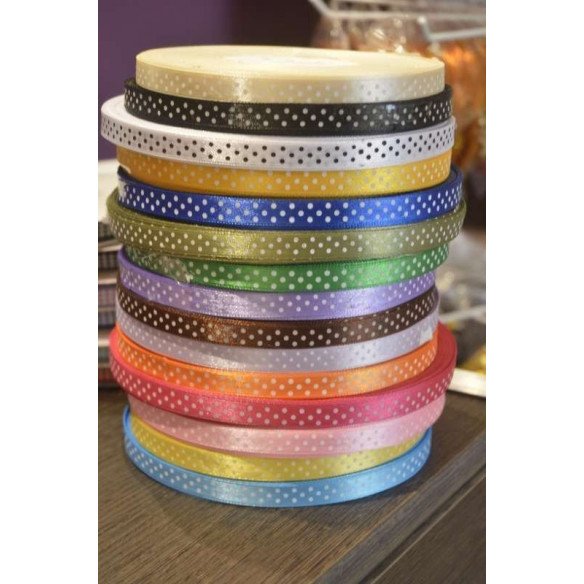 ruban satin à pois  10mm de large au mètre
