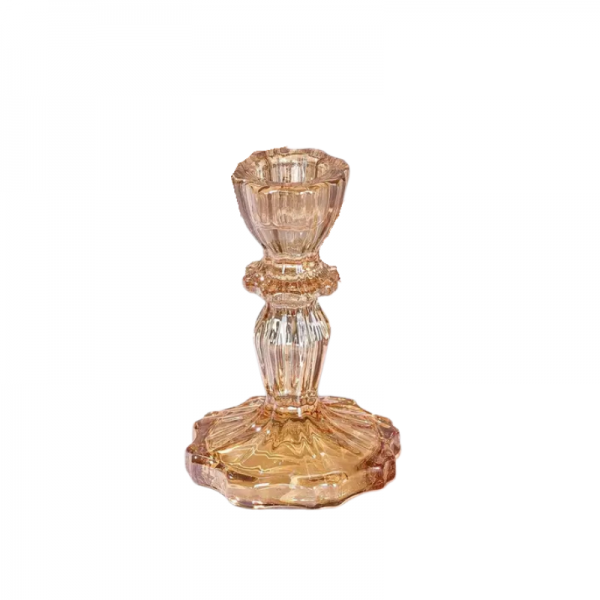 Bougeoir sur pied en verre Lustra Ambré - 11x7,5cm