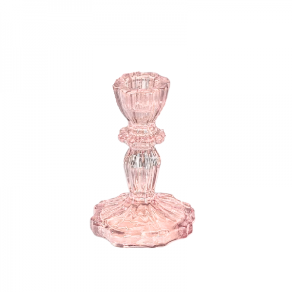 Bougeoir sur pied en verre Lustra Rose - 11x7,5cm