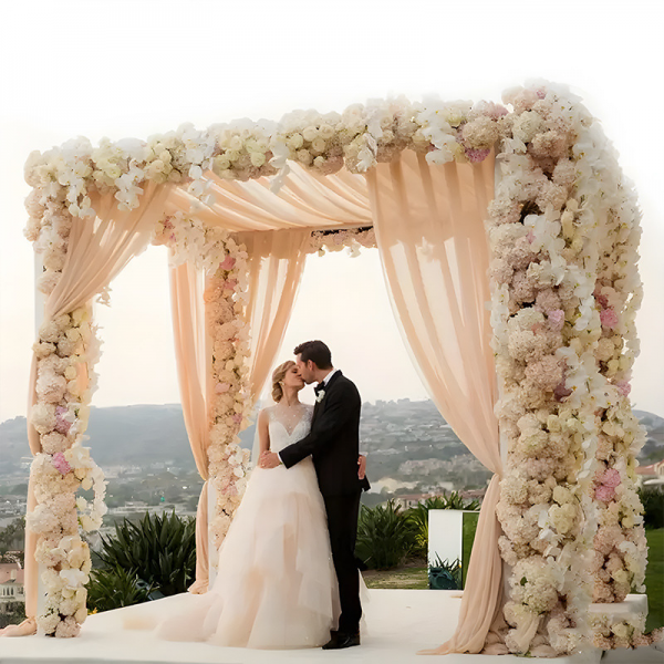 Voile drappage, tenture de cérémonie Organza Champagne - 1,6mx6m