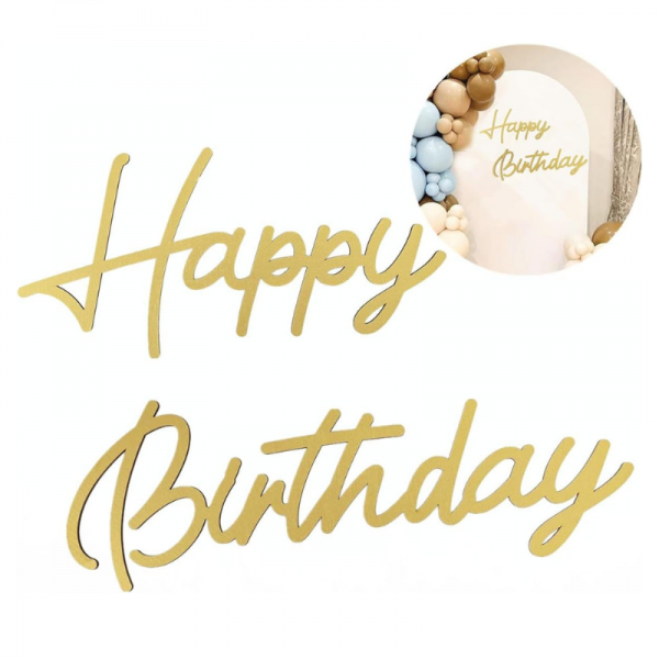 Happy Birthday doré en bois