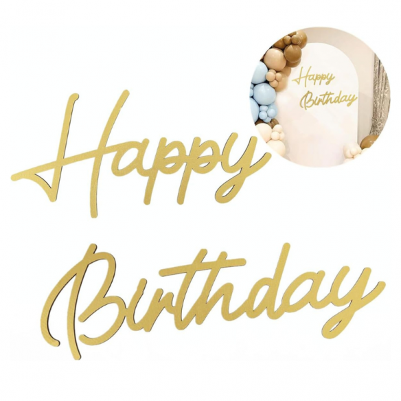 Happy Birthday doré en bois