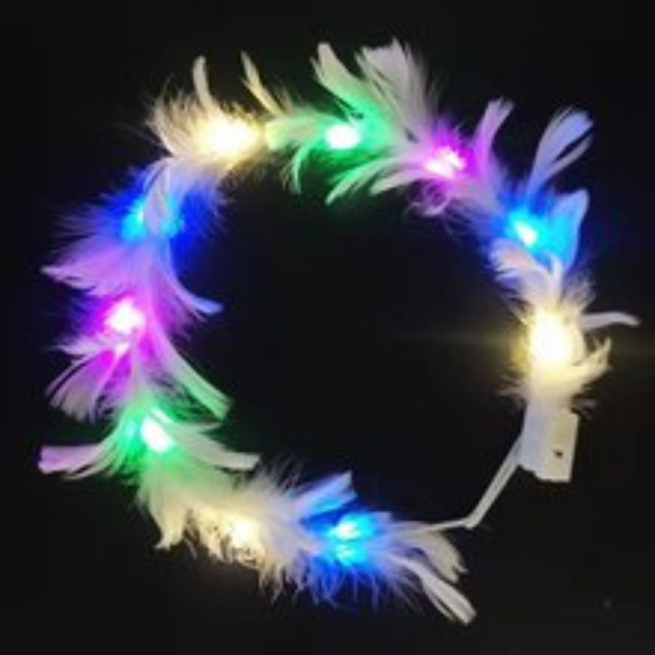Head band plume à led Multicolore