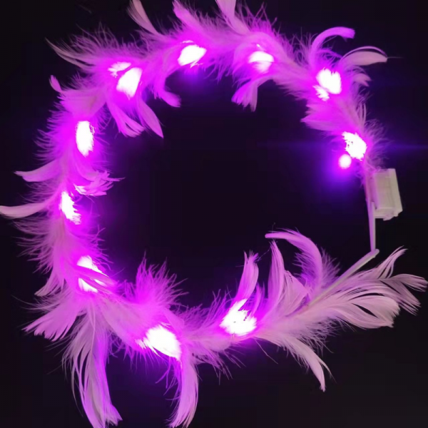 Head band plume à led Rose