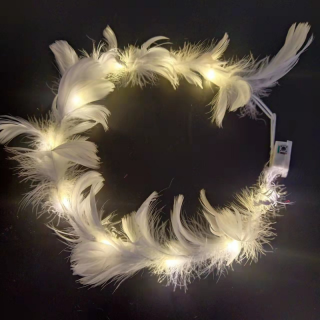 Head band plume à led Blanche