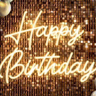HAPPY BIRTHDAY LED Jaune - 42x31cm