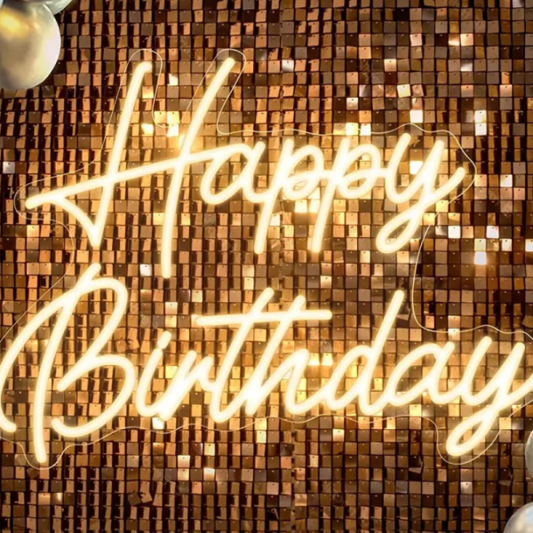 HAPPY BIRTHDAY LED Jaune - 42x31cm