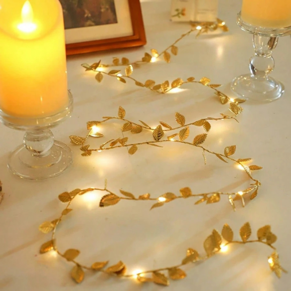 Guirlande led feuille Dorée - 2m20