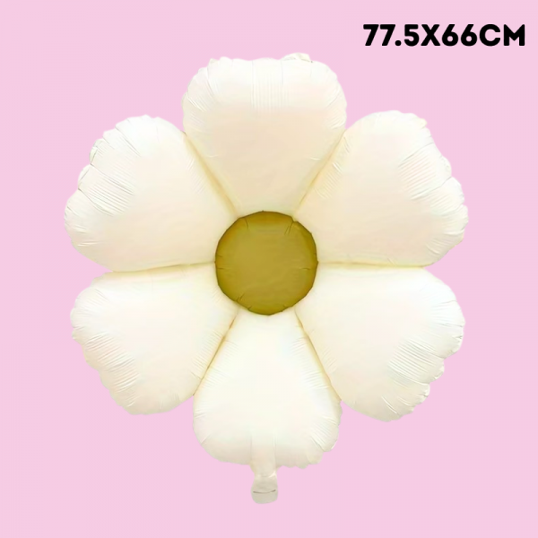 Ballon marguerite blanc coeur jaune - 77,5x66cm