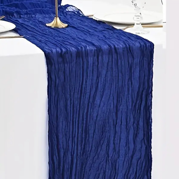 Chemin de Table Mousseline Bleu Roi - 90cmX3m