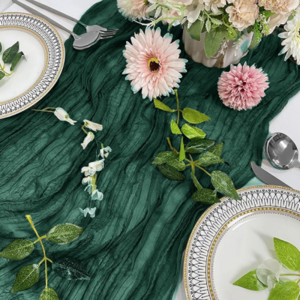 Chemin de Table Mousseline Vert Forêt...