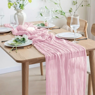 Chemin de Table Mousseline Rose - 90cm X 3m
