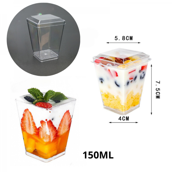 12 verrines 160ml + couvercle- plastique REUTILISABLE