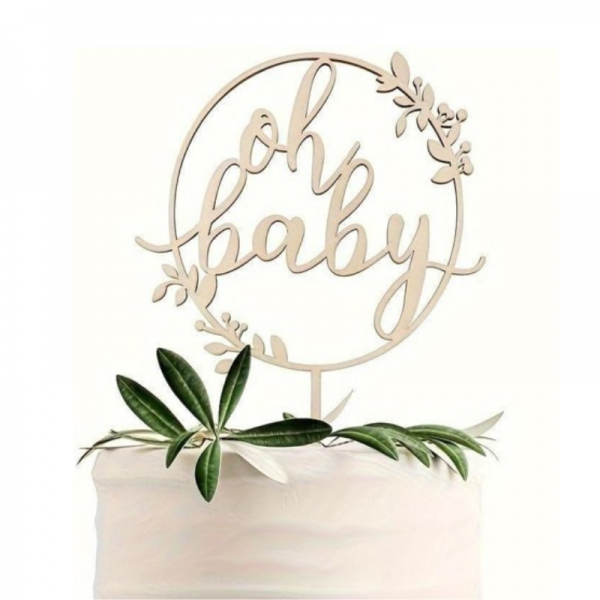 Cake topper oh baby en bois