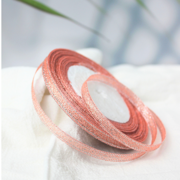 Ruban métallisé Pêche 6mm x20m