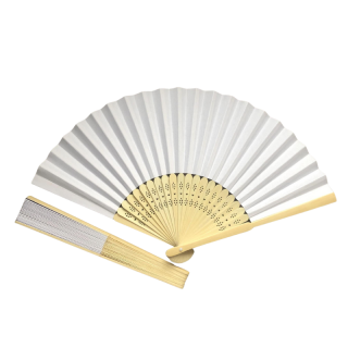 Eventail bambou blanc 21cm