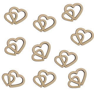Confettis Double Cœur en Bois