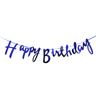 Guirlande Happy Birthday Ecriture Bleu Roi