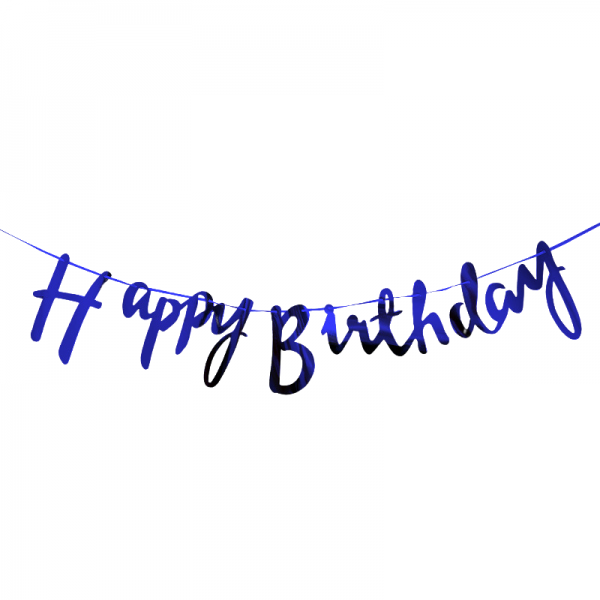 Guirlande Happy Birthday Ecriture Bleu Roi