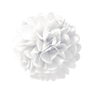 Pompon papier de soie Blanc 35cm
