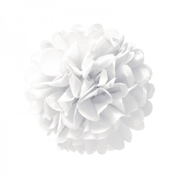 Pompon papier de soie Blanc 35cm