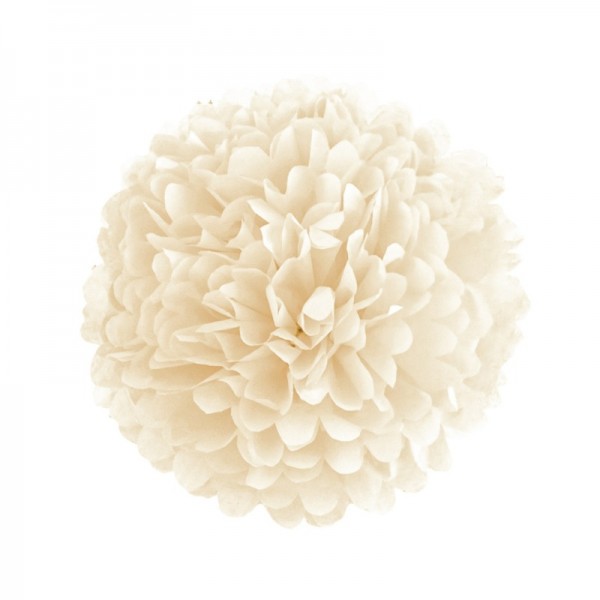 Pompon papier de soie Ivoire 35cm