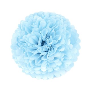 Pompon papier de soie Bleu Clair 35cm