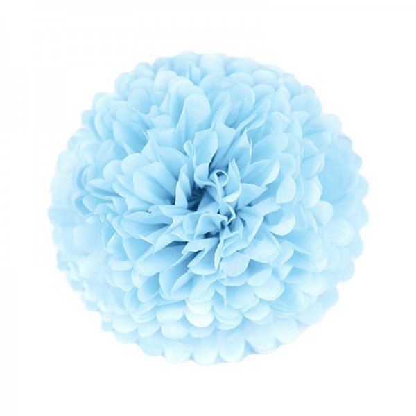 Pompon papier de soie Bleu Clair 35cm