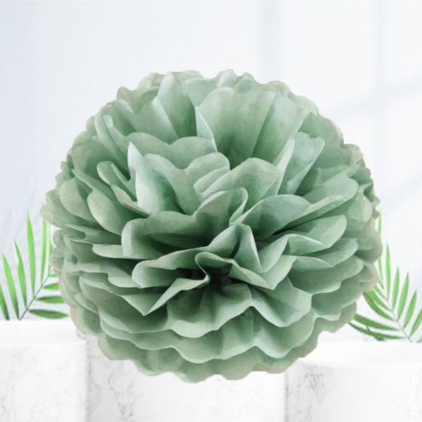 Pompon papier de soie eucalyptus 20cm