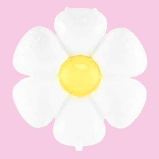 Ballon marguerite blanc coeur jaune - 77,5x66cm