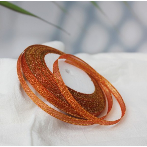 Ruban métallisé Terracotta doré 6mm x20m