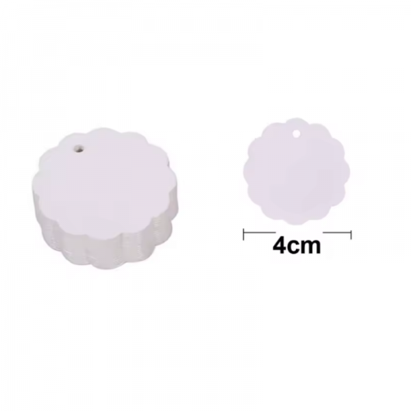 10 Etiquettes feston Blanche - 4CM