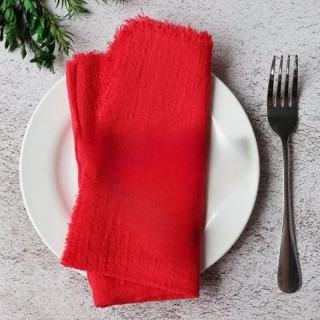 Serviette Gaze de Cotton Rouge -  32x32cm