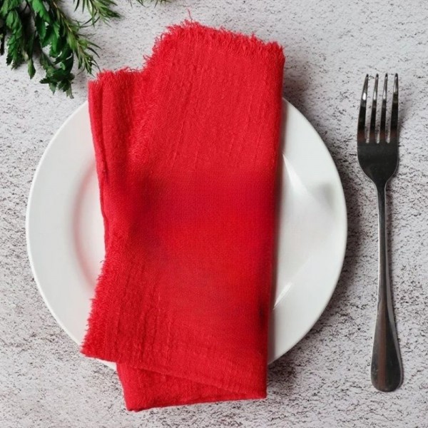 Serviette Gaze de Cotton Rouge -  32x32cm