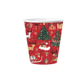 10 Gobelets festifs Noël rouges