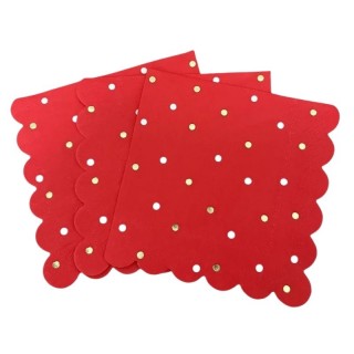 Serviette cocktails Rouge à points Or