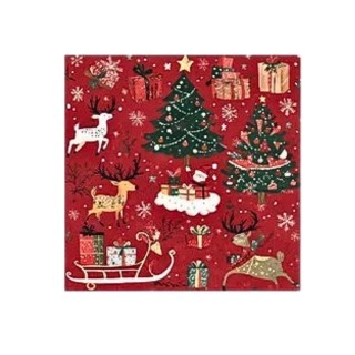 20 serviettes festifs Noël rouges