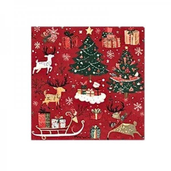 20 serviettes festifs Noël rouges