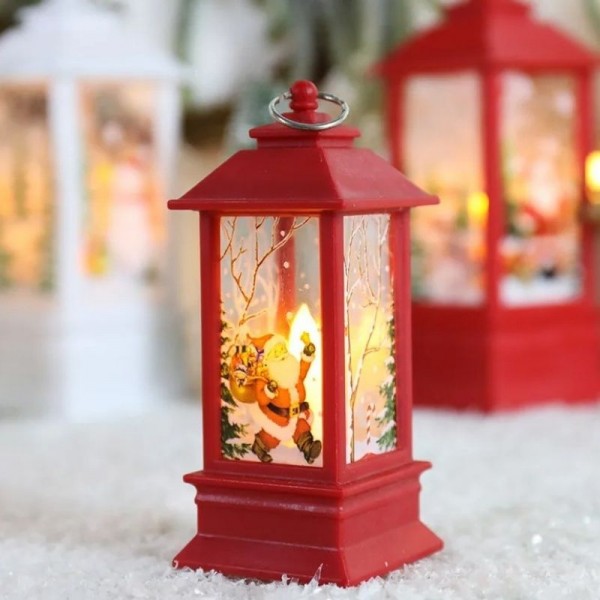 Petite lampe rouge motif Père Noel