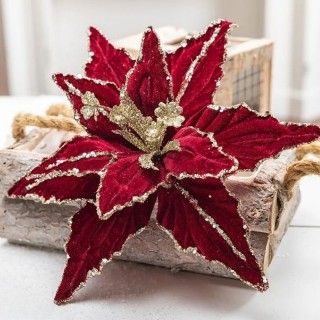 Poinsettia Rouge et bord Doré