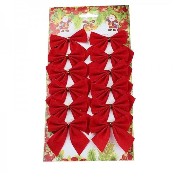 12 Nœuds Rouge à suspendre - 5,5cm