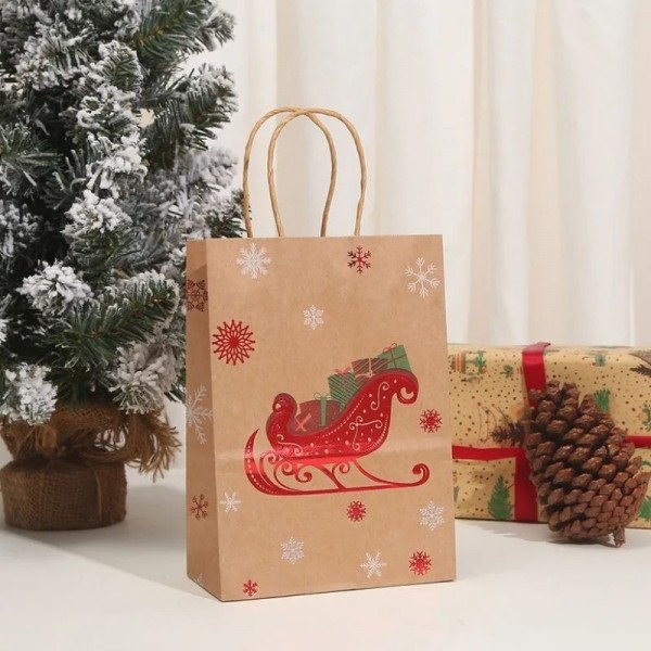 Sac Cadeau Traineau Kraft - 27*21*11cm