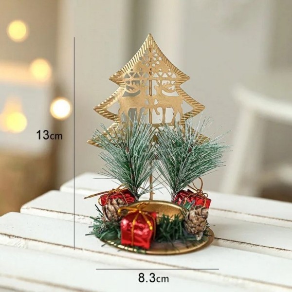 Bougeoir Sapin métal doré – 13*8cm