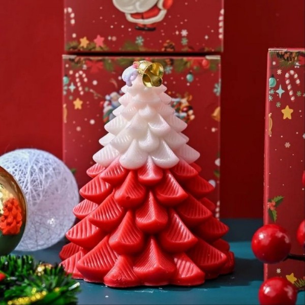 Bougie Sapin de Noel Rouge et Blanc