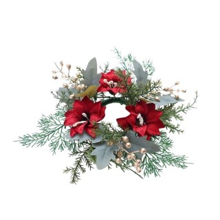 Centre de table Poinsettias rouges et Vert