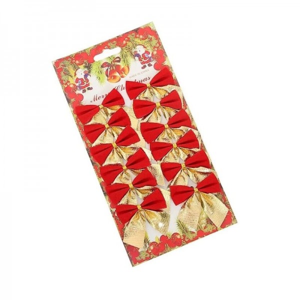 12 Nœuds Rouge et Or à suspendre - 5,5cm