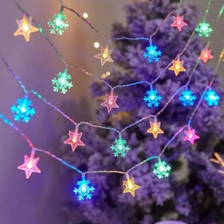 Guirlande led lumineuse Étoiles et flocons de neige - 1.5 Mètre