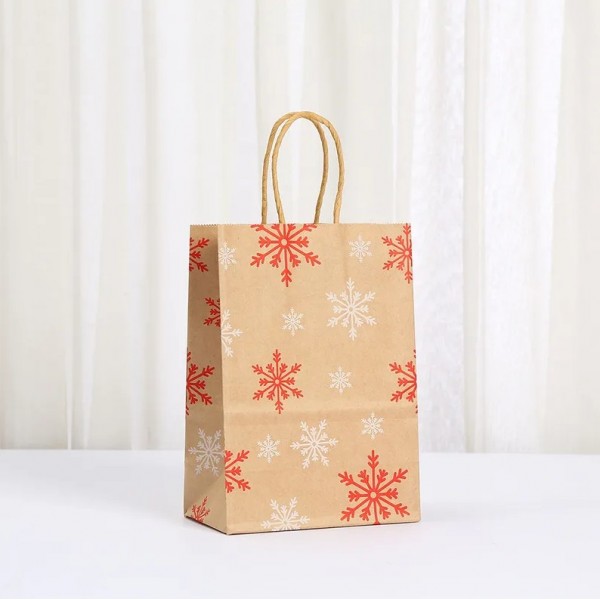 Sac cadeau motif flocons Kraft 21*15*8cm