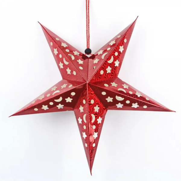 Lanterne étoile rouge 30cm